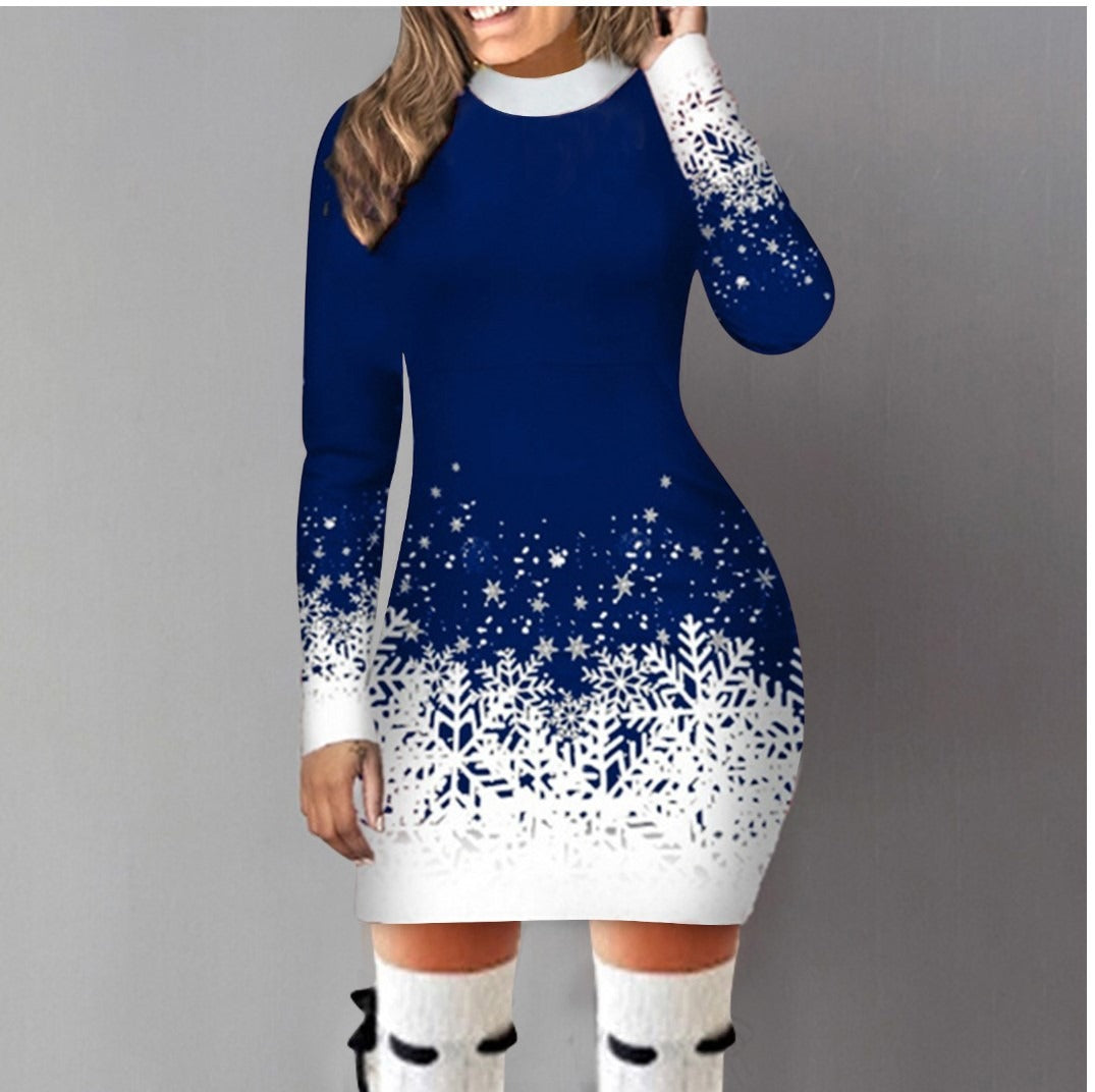 Women's Christmas Print Long Sleeve A-Line Dress from Mish Mash Market