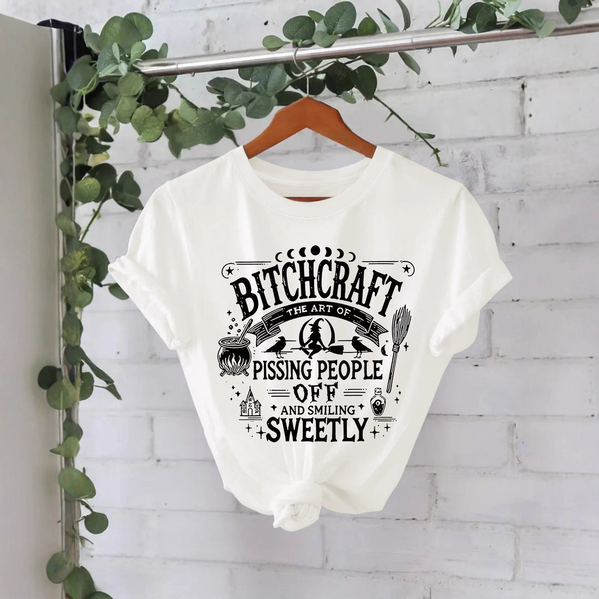 Bitchcraft Graphic Halloween T-Shirt – Loose Fit Short Sleeve Tee from Mish Mash Market