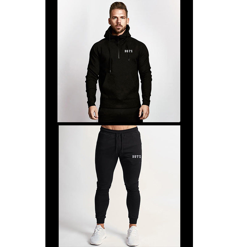 Cotton Muscle Sports Fitness Hooded Sweatpants Two Piece from Mish Mash Market
