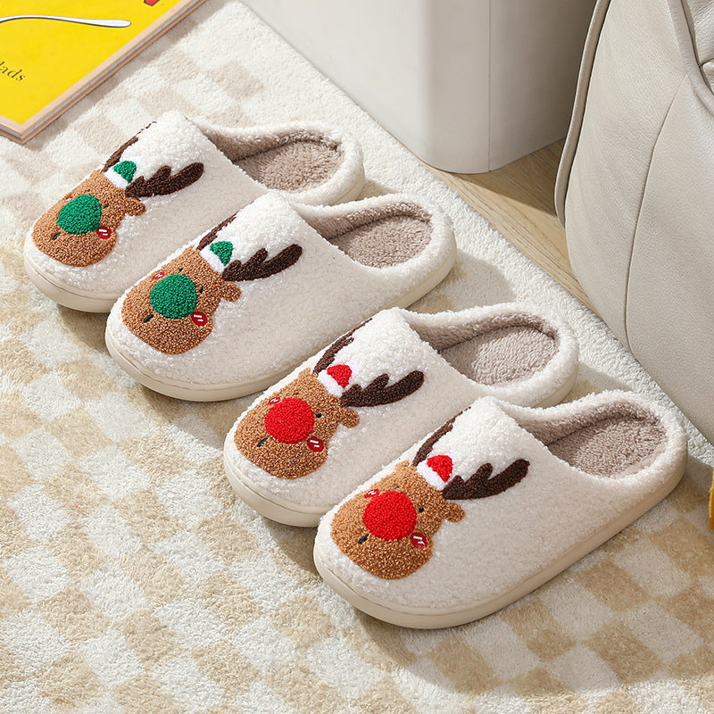 Christmas Elk Plush House Slippers from Mish Mash Market