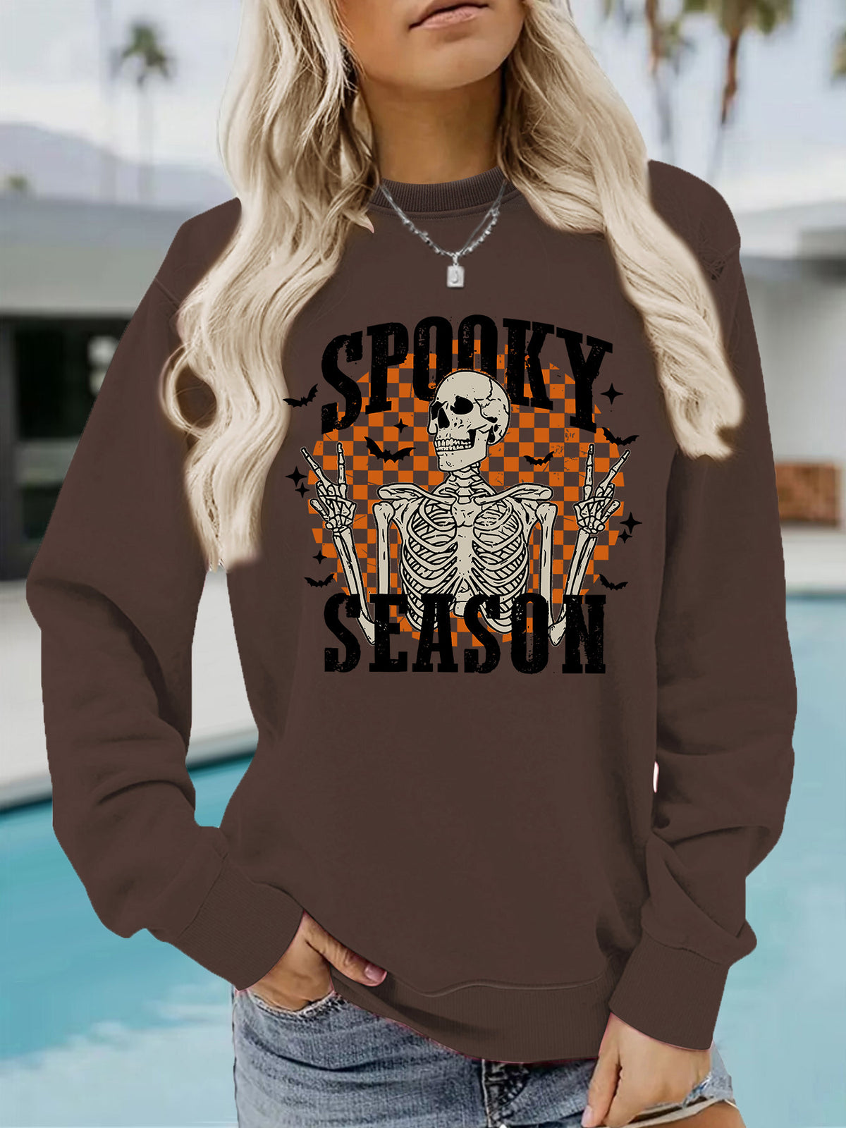 Halloween Spooky Season Skeleton Printed Pullover Hoodie from Mish Mash Market
