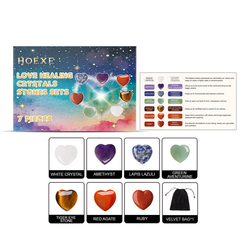 7-Piece Love Crystal Healing Stone Set - Natural Chakra Balance Kit from Mish Mash Market