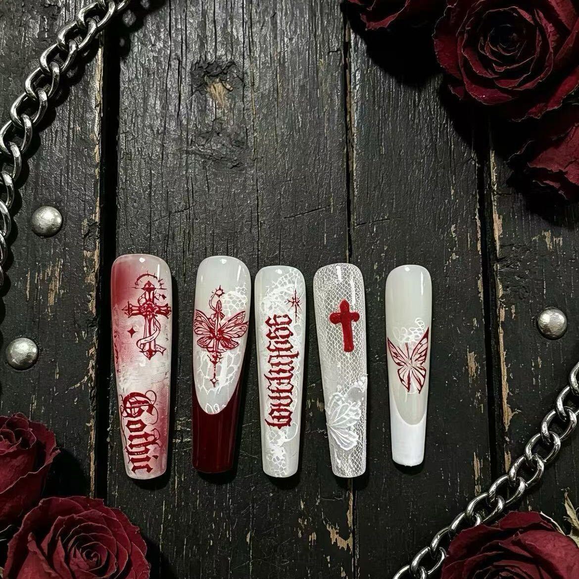 Gothic Long Coffin Press-On Nails Set from Mish Mash Market