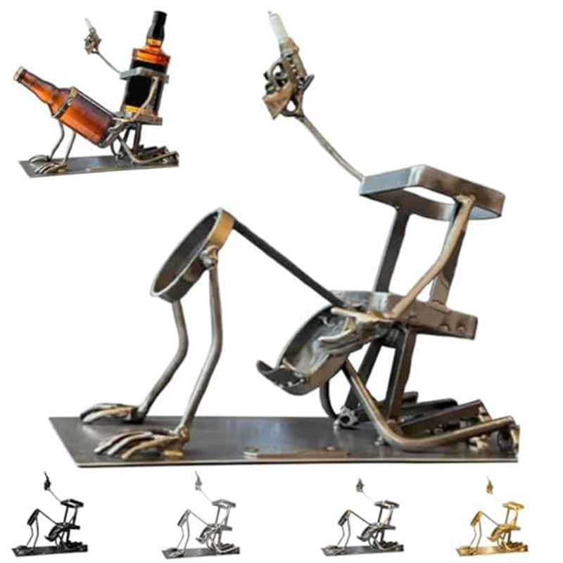 Skull 2-in-1 Metal Bottle Stand - Skeleton Wine & Bottle Holder from Mish Mash Market