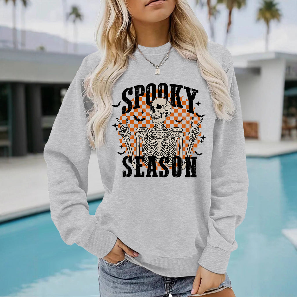 Halloween Spooky Season Skeleton Printed Pullover Hoodie from Mish Mash Market