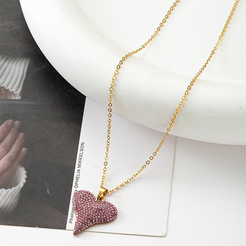 Women’s Love Full Diamond Pendant Necklace – Sparkling Heart Collarbone Chain Jewelry from Mish Mash Market
