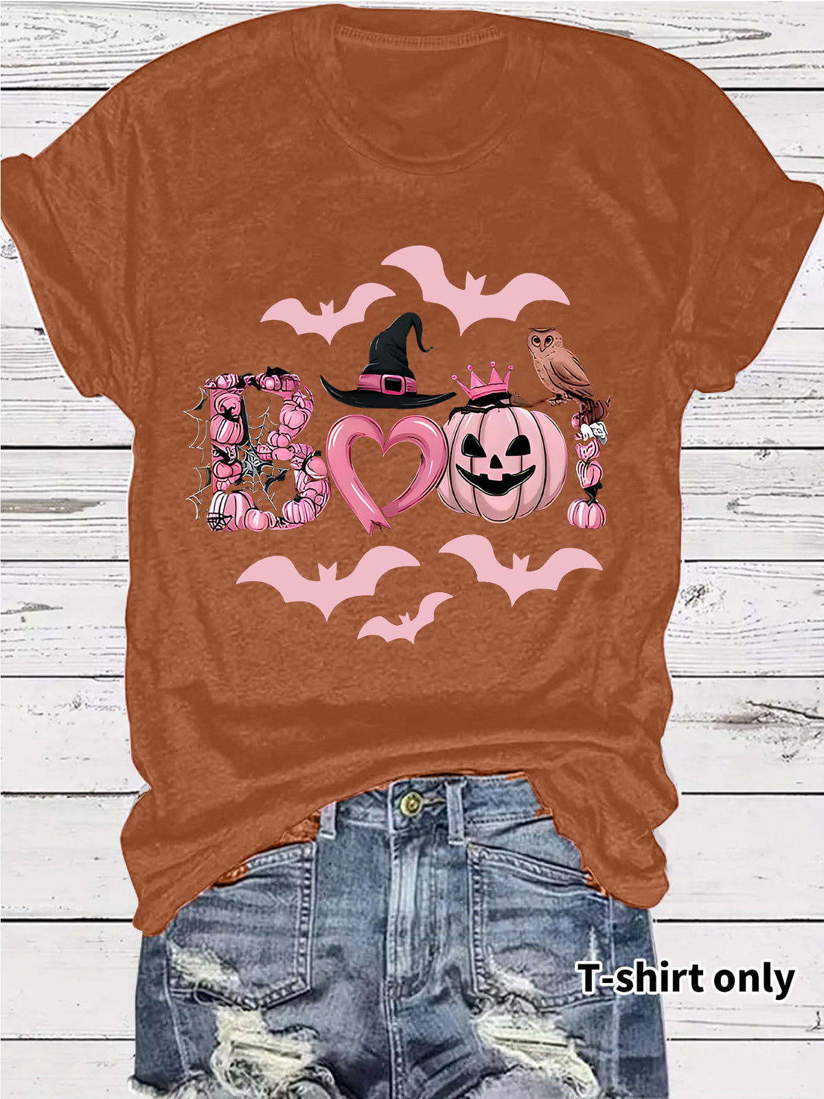 Women's Halloween Boo Graphic Print Short Sleeve T-Shirt from Mish Mash Market