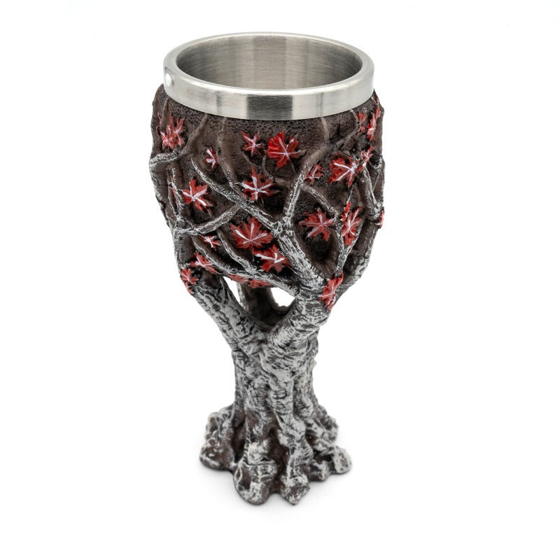 Gothic Tree & Crimson Leaf Skeleton Goblet from Mish Mash Market