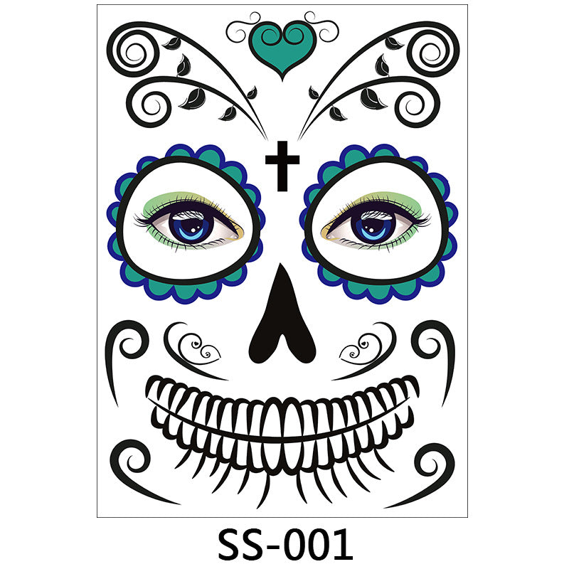 Day of the Dead Halloween Face Tattoo Stickers from Mish Mash Market