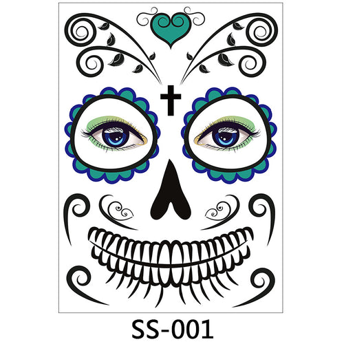 Day of the Dead Halloween Face Tattoo Stickers from Mish Mash Market