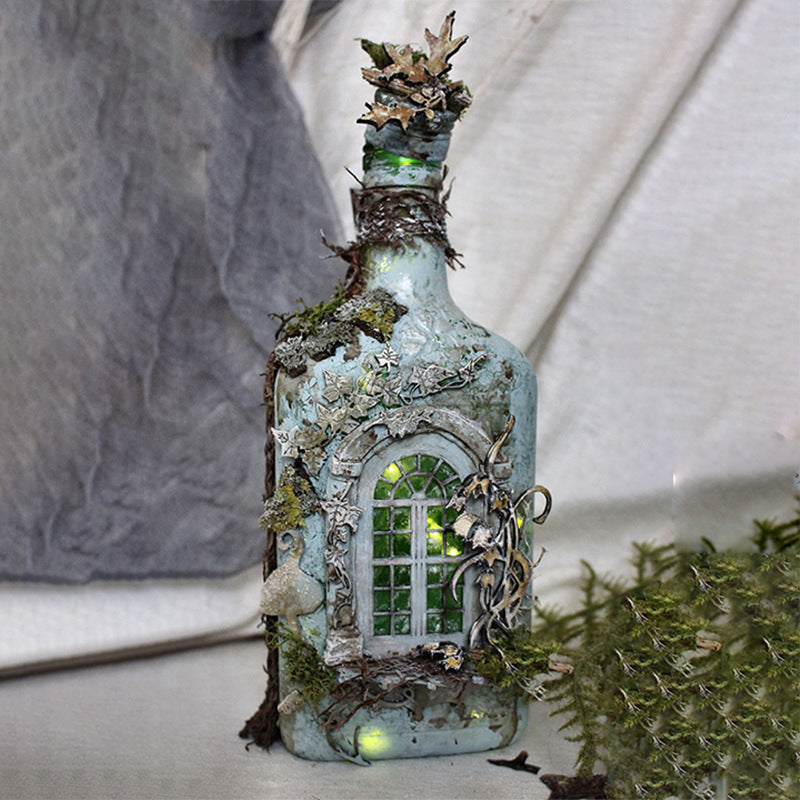Luminous Ghost Castle Forest Ornament - LED Wine Bottle Decor from Mish Mash Market