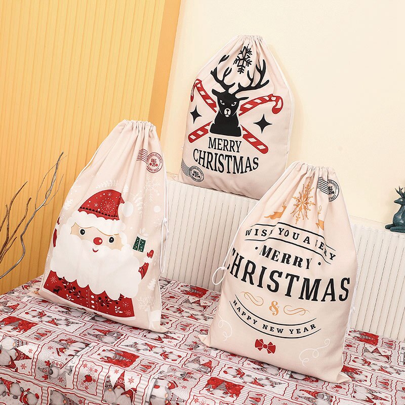 Christmas Canvas Drawstring Gift Bag