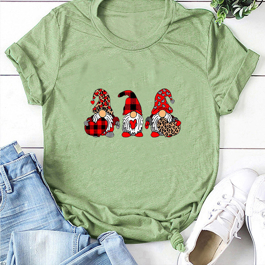 Gnome Graphic T-Shirt for Women – Love Printed Loose Fit Top