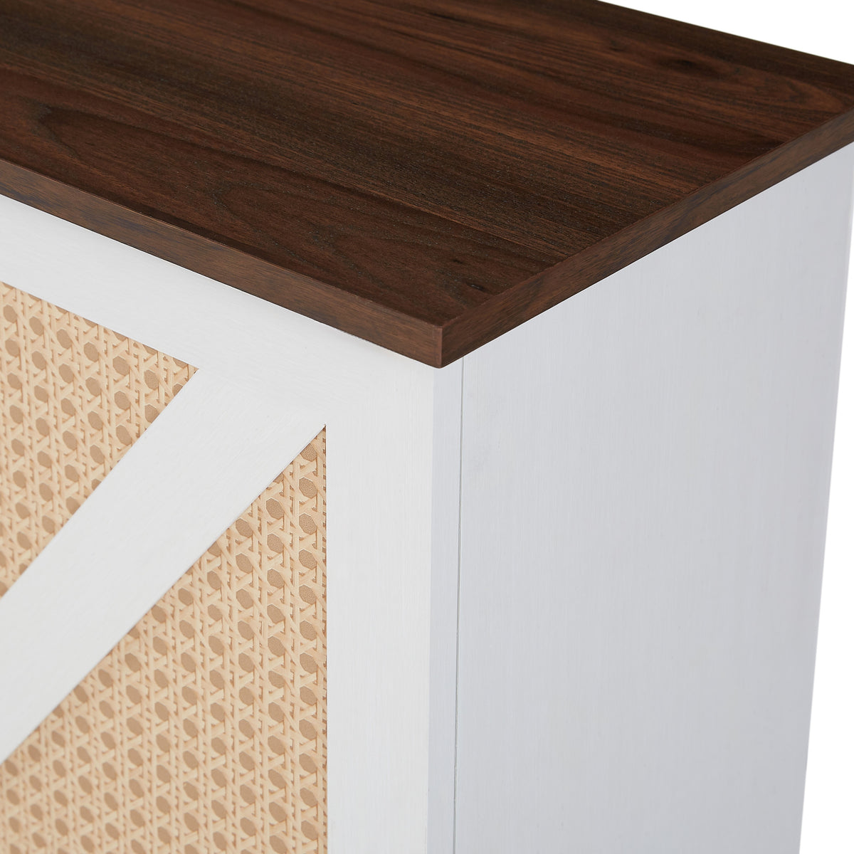 White Faux Rattan Barn Door Wine Cabinet from Mish Mash Market