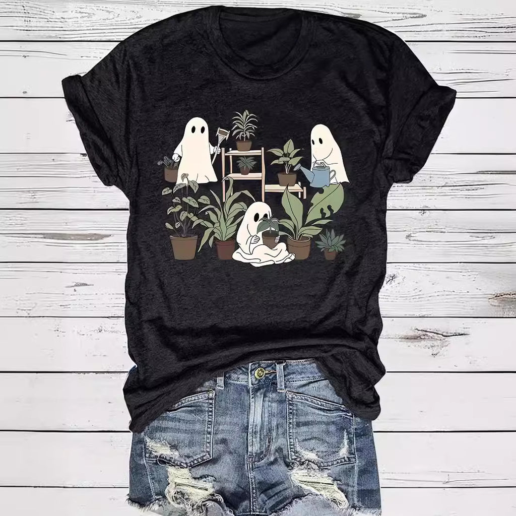 Halloween Cute Spooky Ghost Plant Lover Graphic T-Shirt from Mish Mash Market