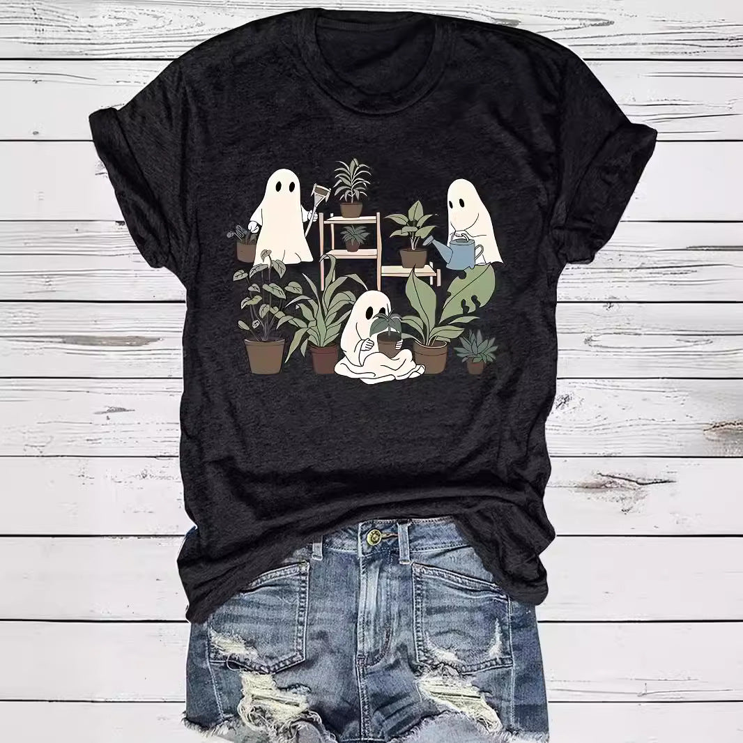 Halloween Cute Spooky Ghost Plant Lover Graphic T-Shirt from Mish Mash Market