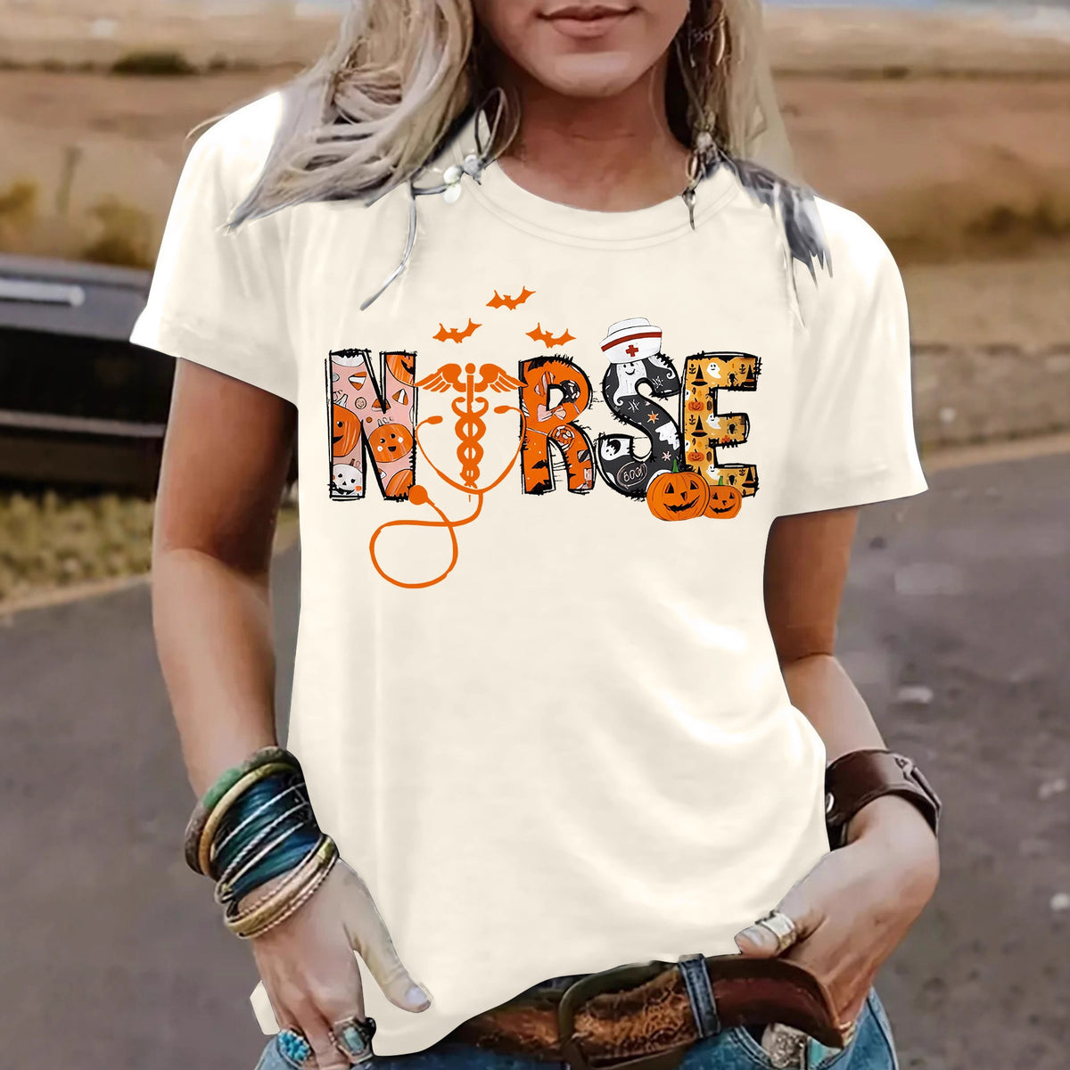 Spooktacular Halloween Nurse Graphic T-Shirt from Mish Mash Market