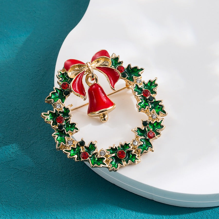 Christmas Brooch in Wreath, Snowman, Christmas Tree Styles