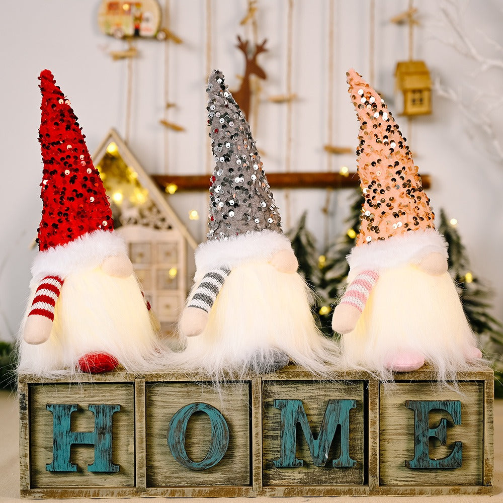 Sequined Holiday LED Lighted Plush Gnome from Mish Mash Market