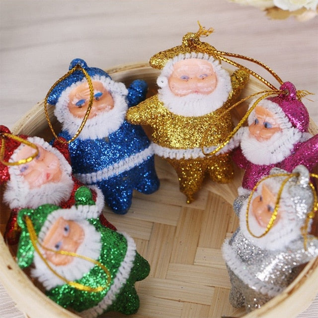 6 PC Colorful Christmas Santa Ornaments