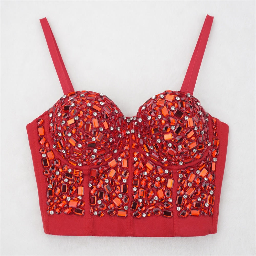 Rhinestone Embellished Bustier Top - Sparkly Carnival & Festival Bralette