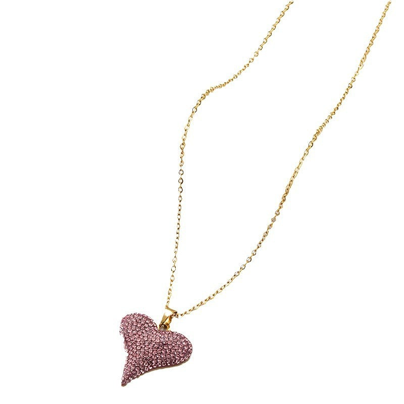Women’s Love Full Diamond Pendant Necklace – Sparkling Heart Collarbone Chain Jewelry from Mish Mash Market