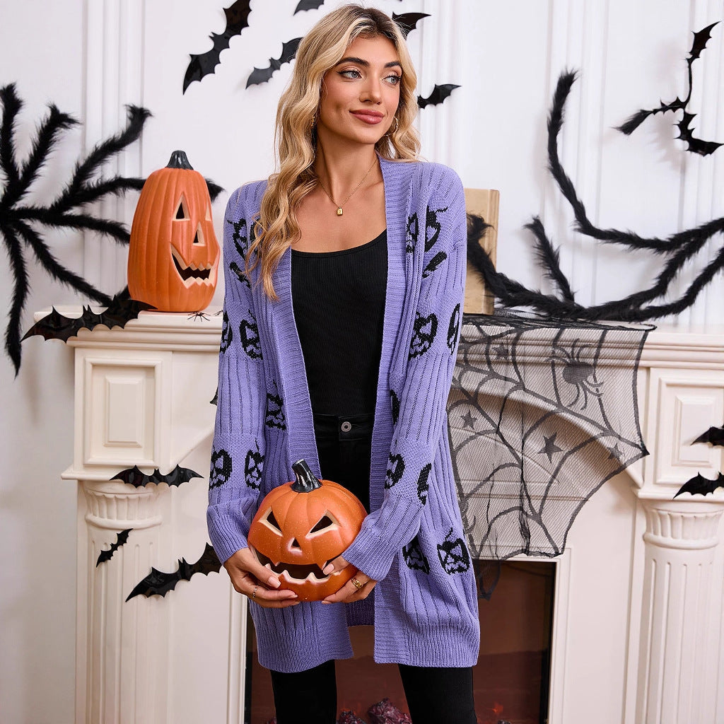 Spooktacular Pumpkin Head Knit Cardigan Sweater from Mish Mash Market