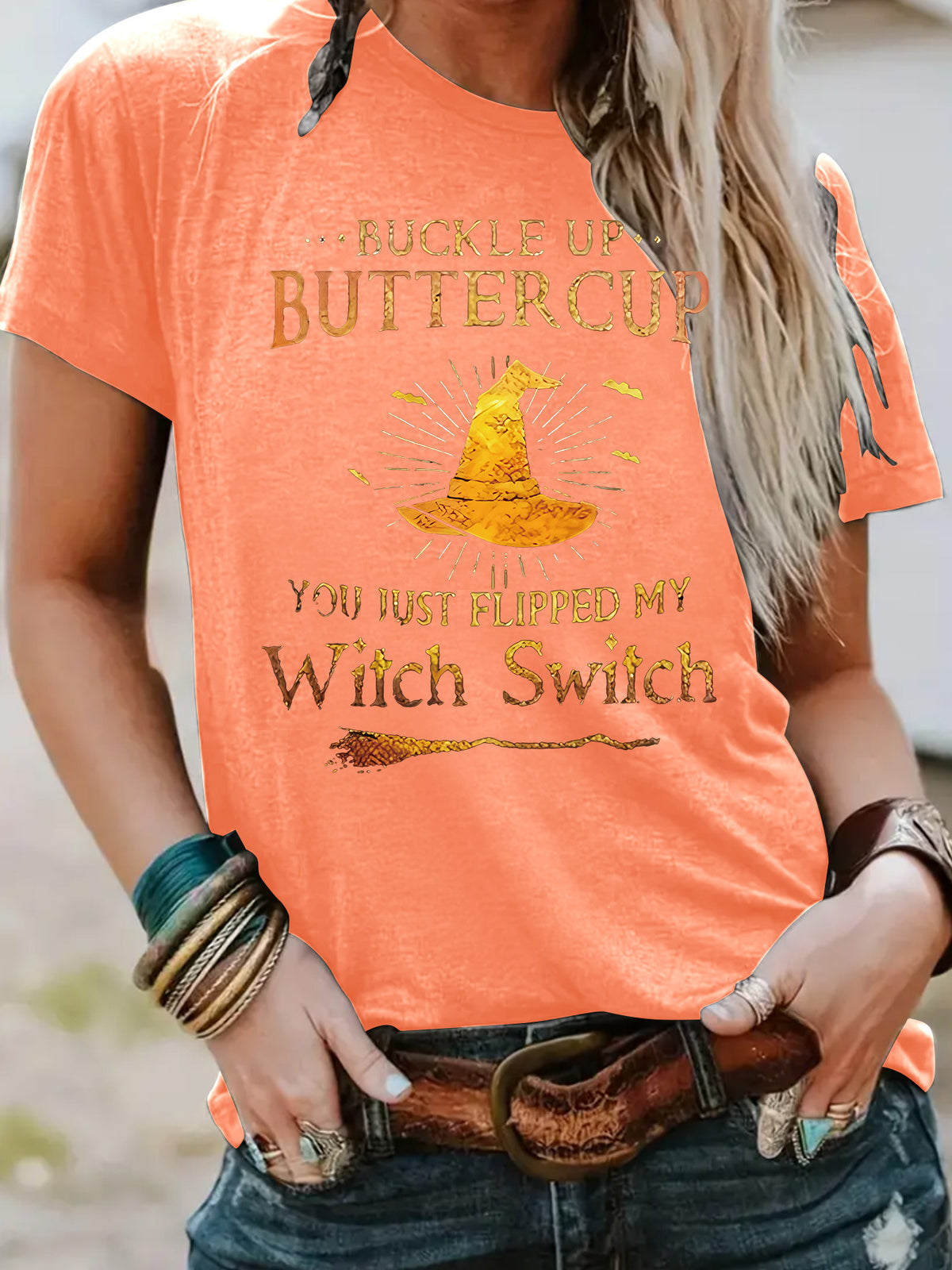 Buckle Up Buttercup You Just Flipped My Witch Switch Graphic T-Shirt from Mish Mash Market