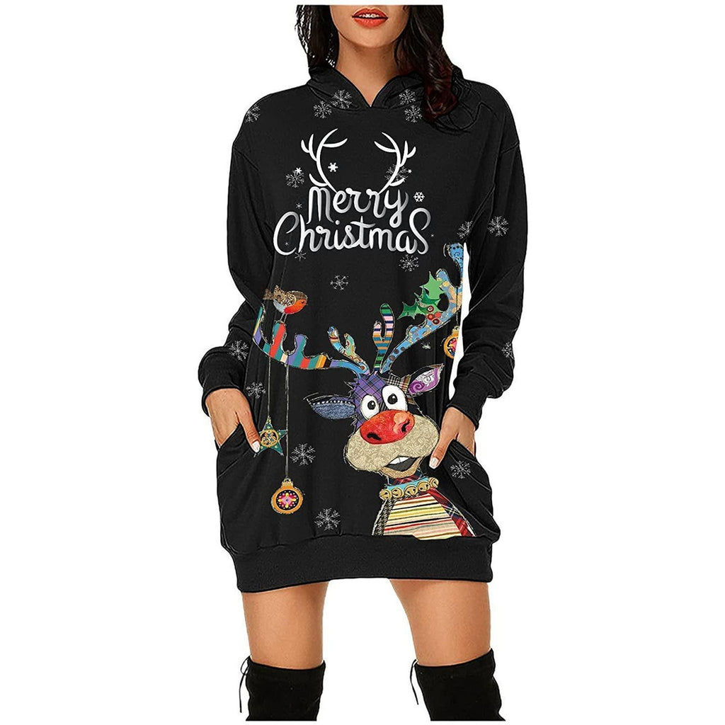 Women's Long Sleeve Christmas Hoodie Dress