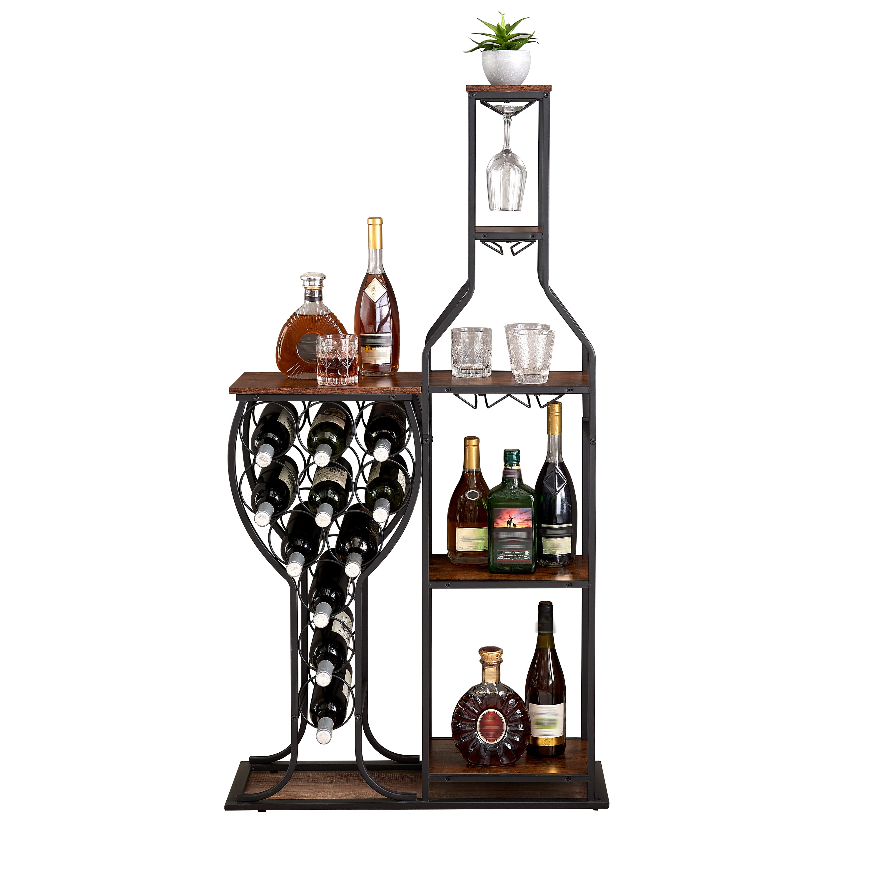 11-Bottle Freestanding Wine Rack – 5-Tier Bakers Rack with Glass Holder & Shelves from Mish Mash Market