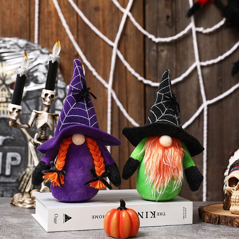Halloween Spider Web Witch Hat Plush Gnomes