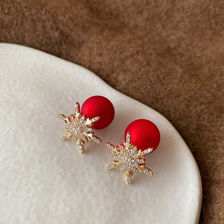 Super Fairy Zircon Snowflake Earrings