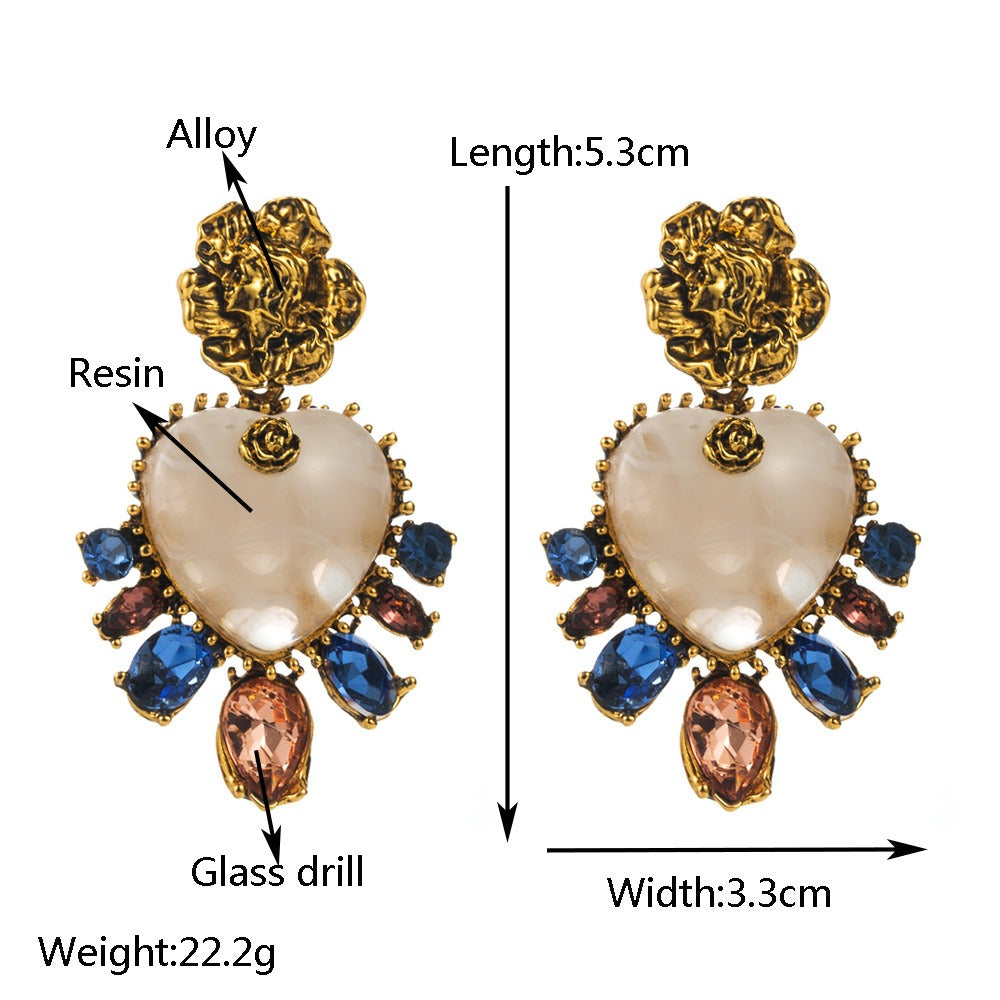 Distressed Flowers Heart Earrings