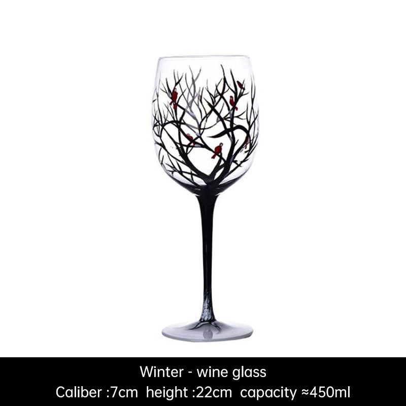 Four Seasons Hand-Painted Crystal Wine Glass from Mish Mash Market