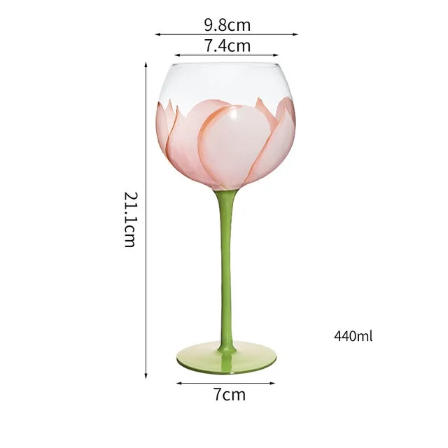 Hand-Painted Floral Glass Goblet – Elegant Flower Stemware for Weddings & Parties from Mish Mash Market