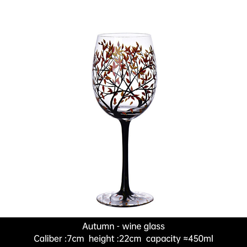 Four Seasons Hand-Painted Crystal Wine Glass from Mish Mash Market