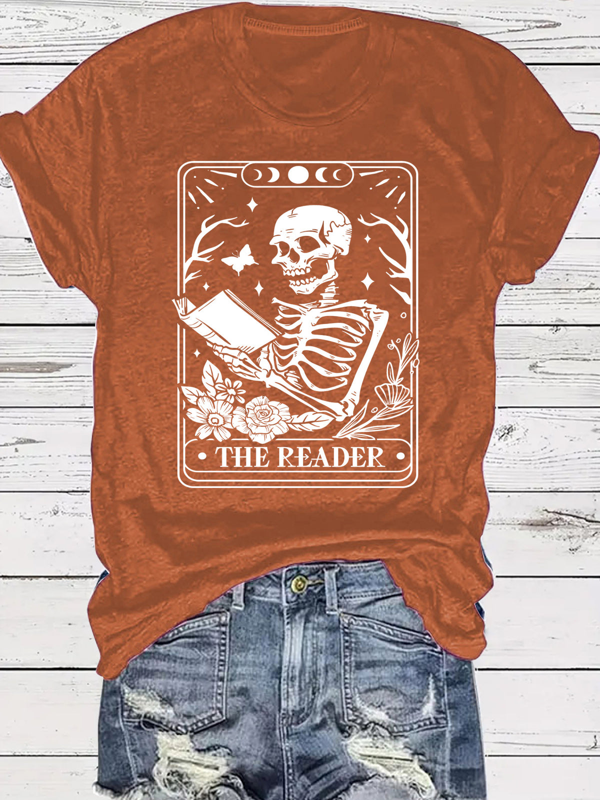 The Reader Halloween Floral Skeleton Graphic T-Shirt from Mish Mash Market