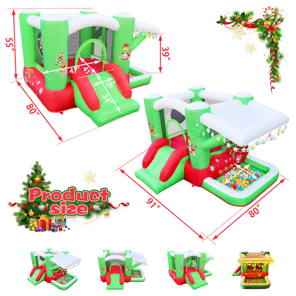 Christmas Inflatable Bounce House with Slide & Blower