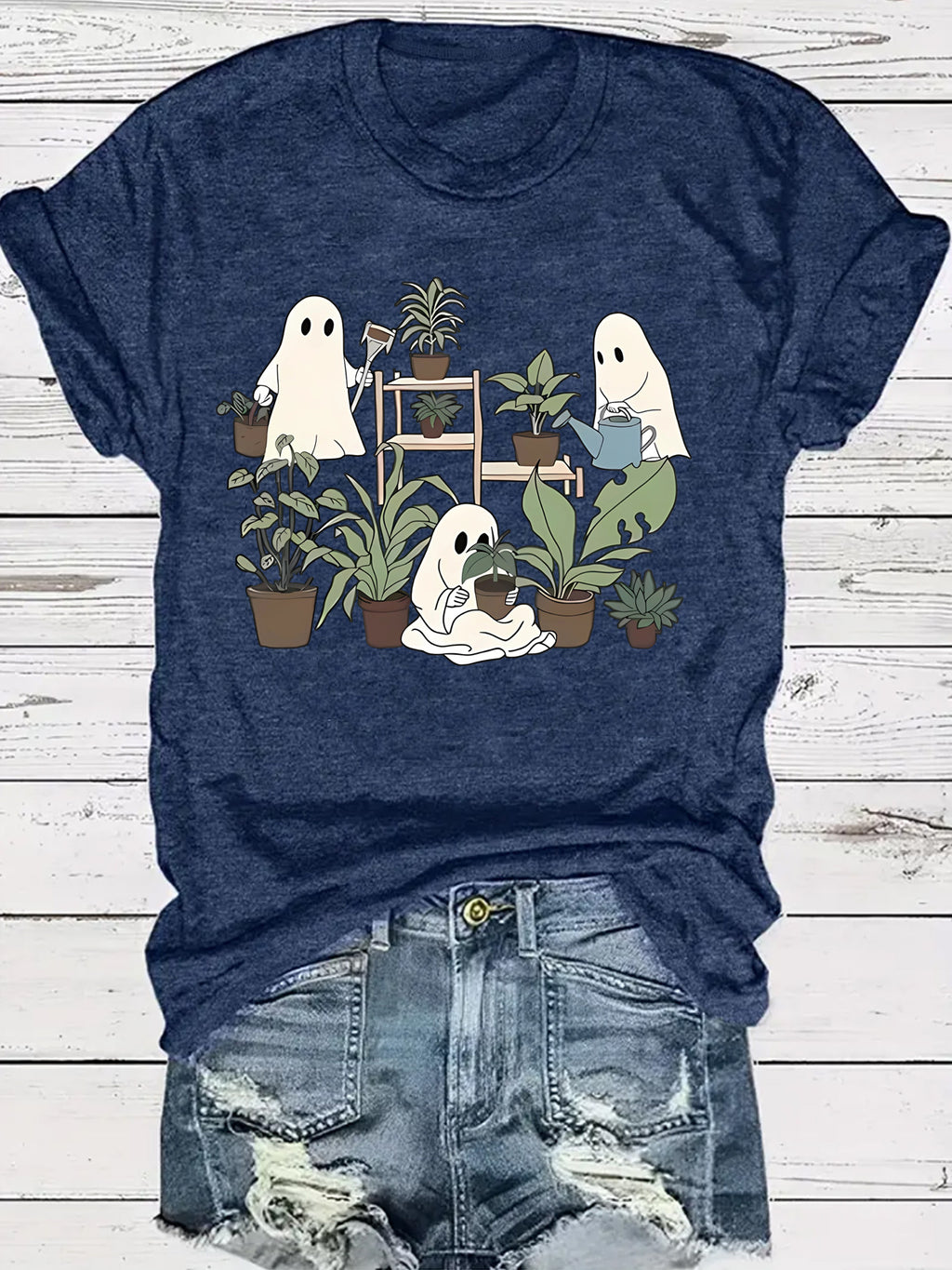 Halloween Cute Spooky Ghost Plant Lover Graphic T-Shirt from Mish Mash Market