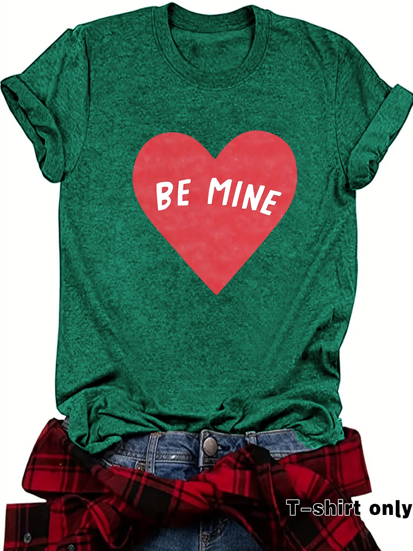 Love BE MINE Heart Graphic T-Shirt - Casual Short Sleeve Valentine's Tee from Mish Mash Market