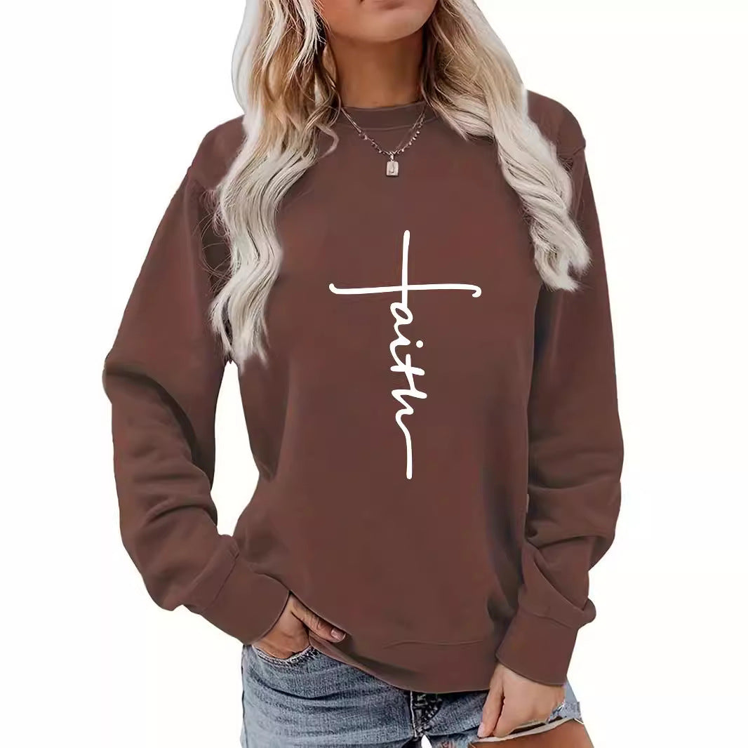 Faith Cross Oversized Fleece Pullover