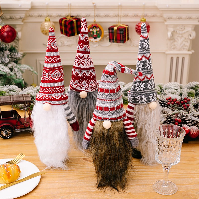 Christmas Gnome Wine Bottle Cover - Long Beard Faceless Gnome Champagne & Wine Bottle Topper Holiday Decoration from Mish Mash Market