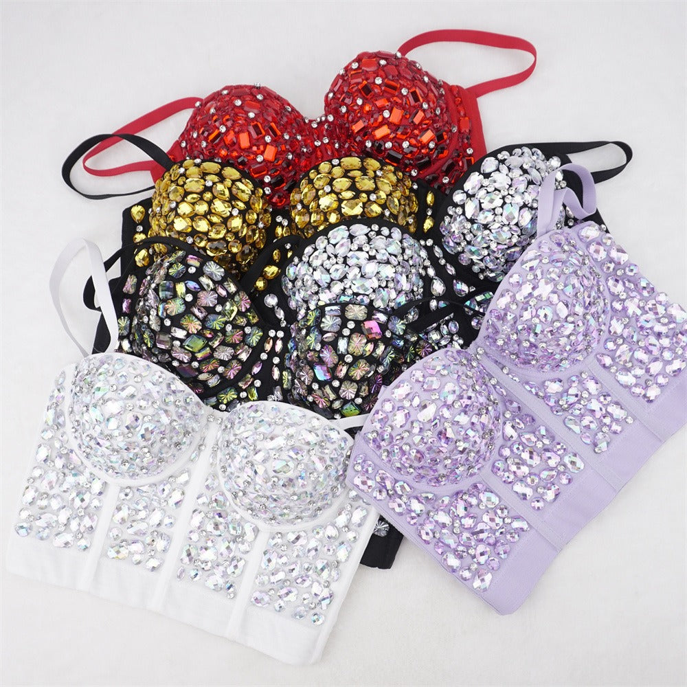 Rhinestone Embellished Bustier Top - Sparkly Carnival & Festival Bralette from Mish Mash Market