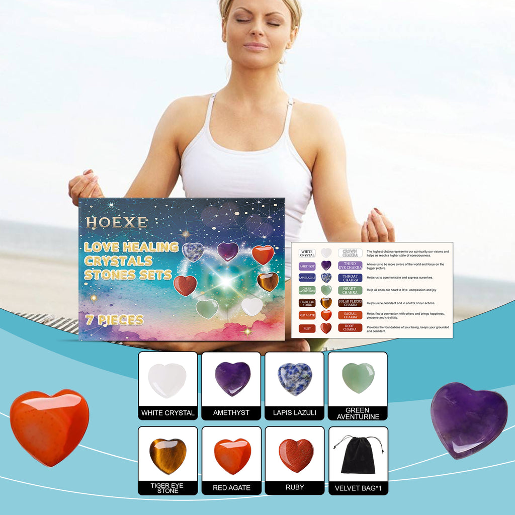 7-Piece Love Crystal Healing Stone Set - Natural Chakra Balance Kit from Mish Mash Market