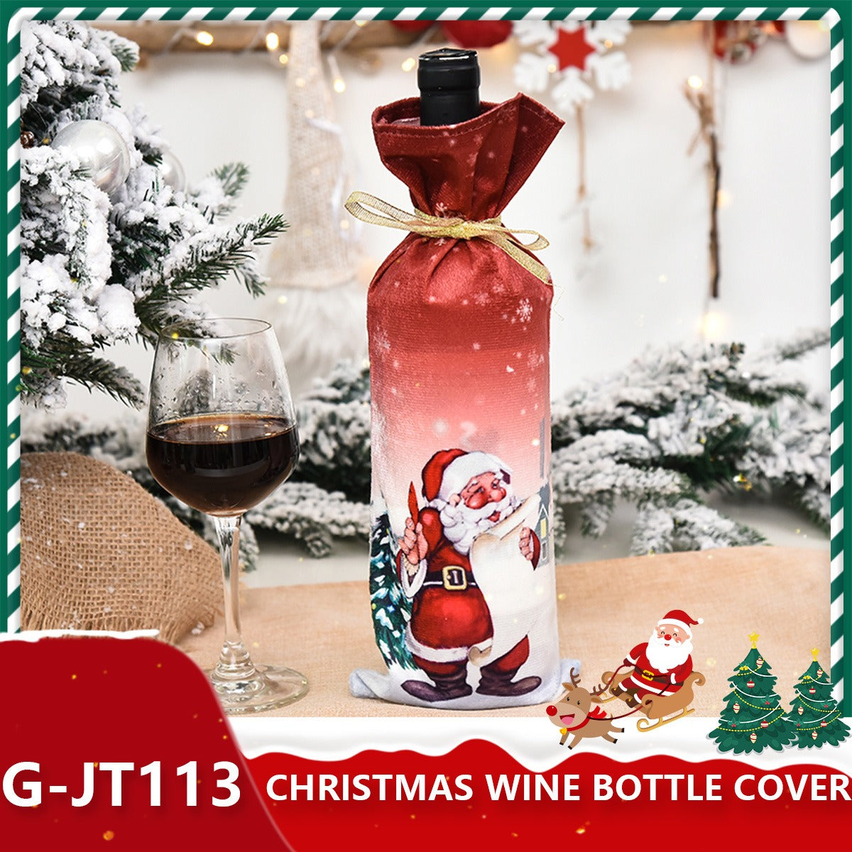 Festive Holiday Wine Bottle Gift Bags - Santa & Winter Themes from Mish Mash Market