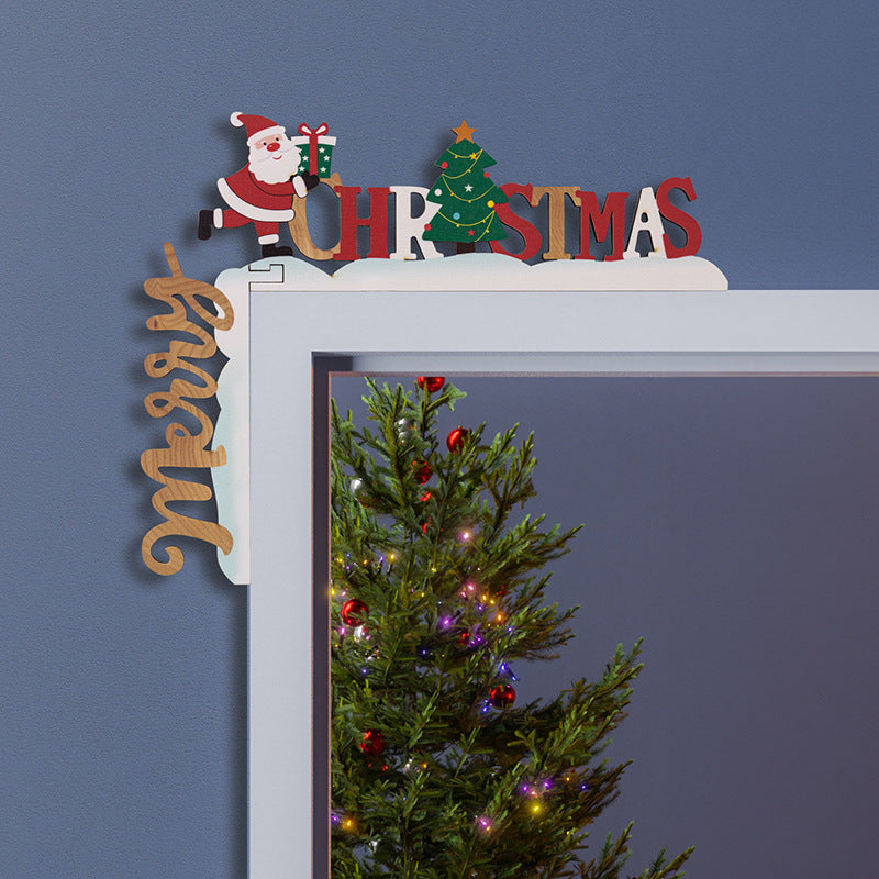 Wooden Christmas Door Frame Decor