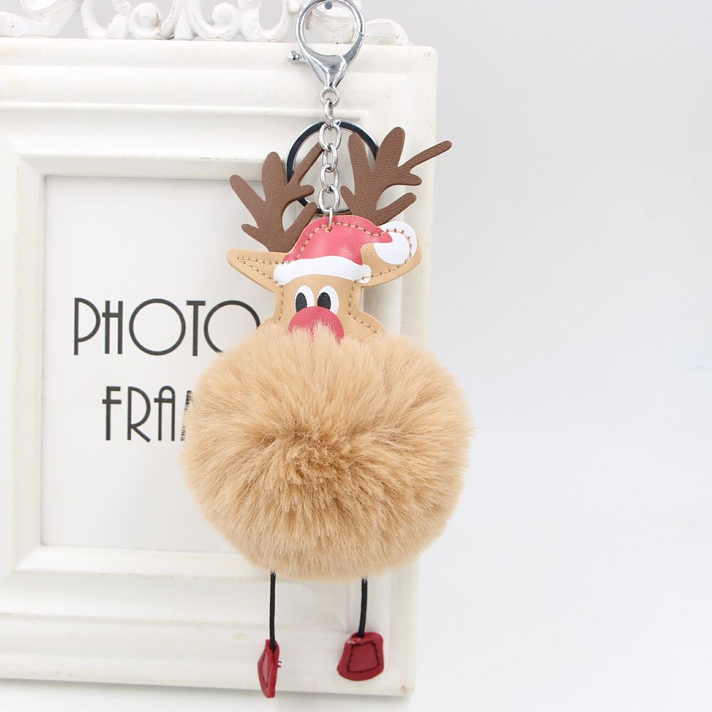 Plush Reindeer Keychain - Christmas Pom Pom Bag Charm & Gift Pendant from Mish Mash Market