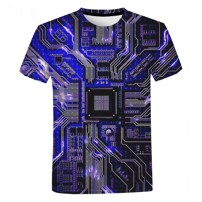 Circuit Board 3D Print Oversized Tee – Harajuku Series from Mish Mash Market