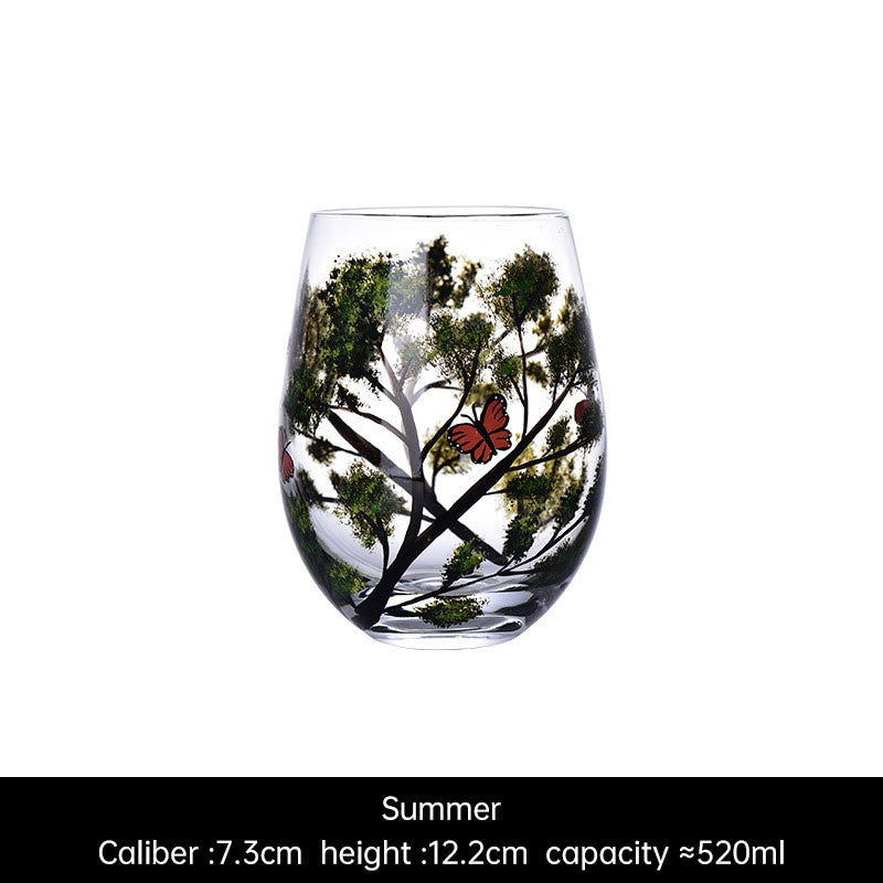 Four Seasons Hand-Painted Crystal Wine Glass from Mish Mash Market