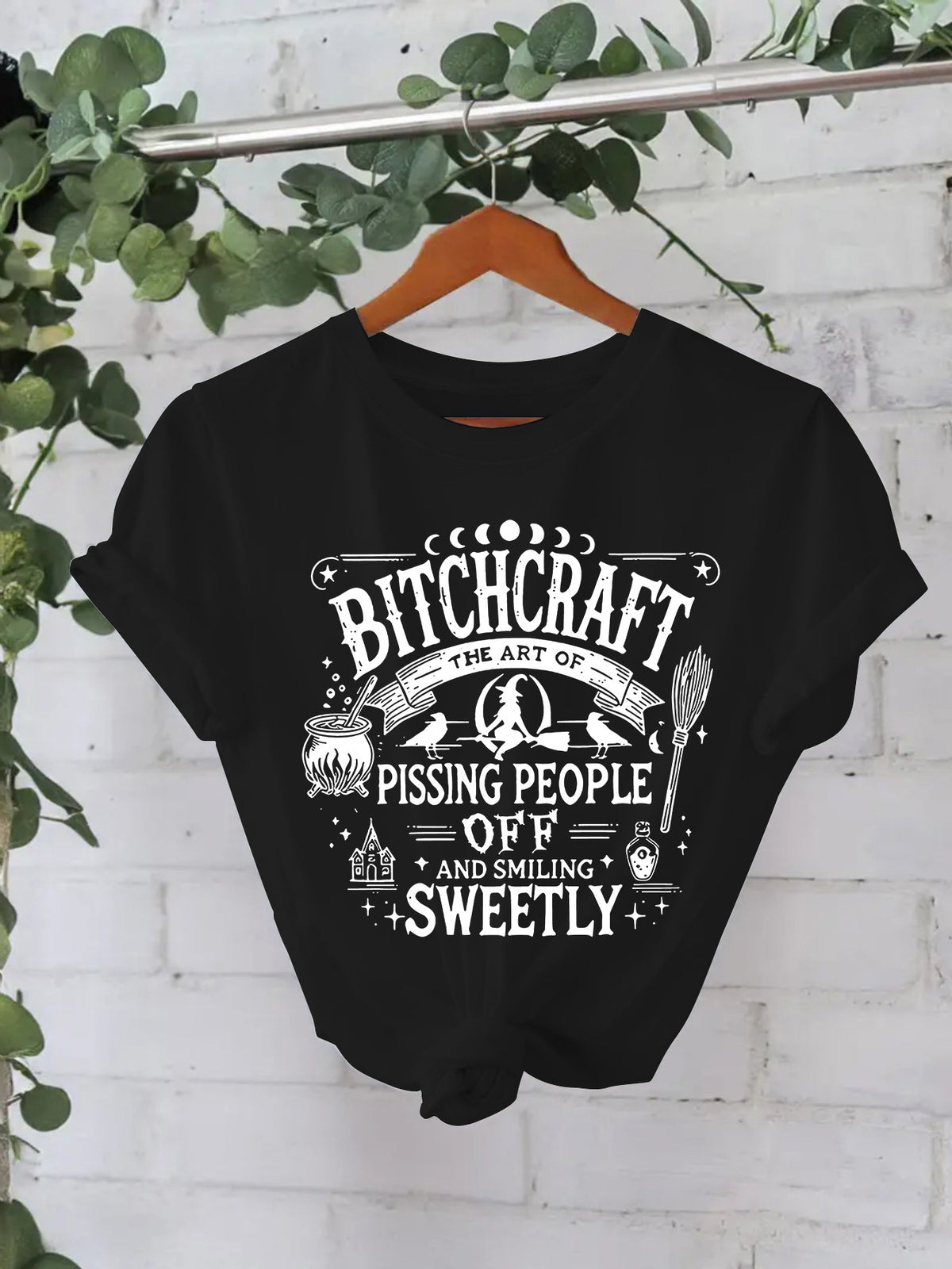 Bitchcraft Graphic Halloween T-Shirt – Loose Fit Short Sleeve Tee from Mish Mash Market